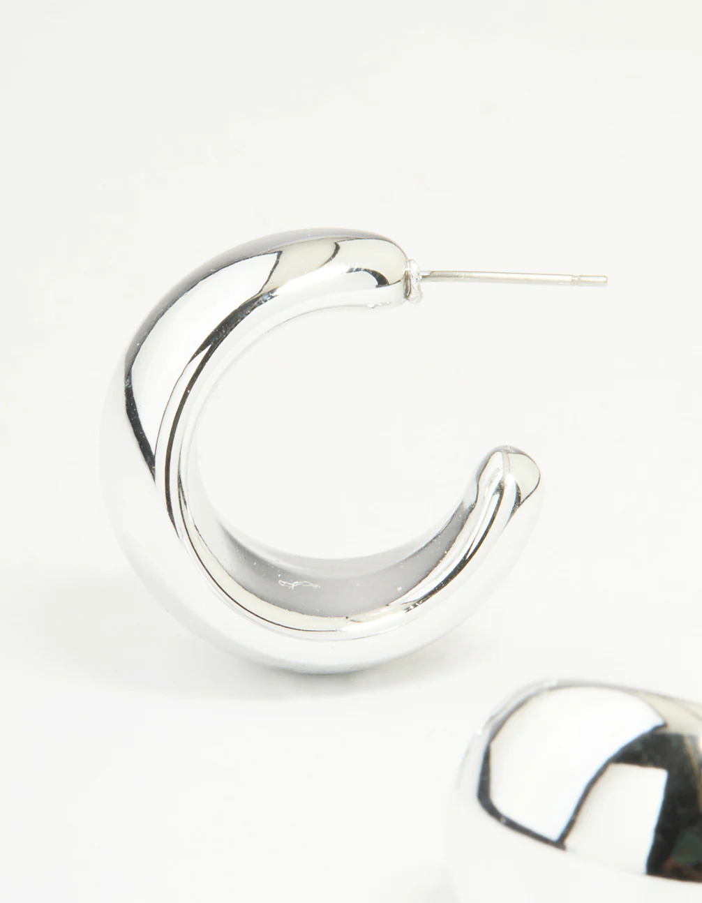 Silver Chunky Bubble Teardrop Hoop Earrings - Image 4