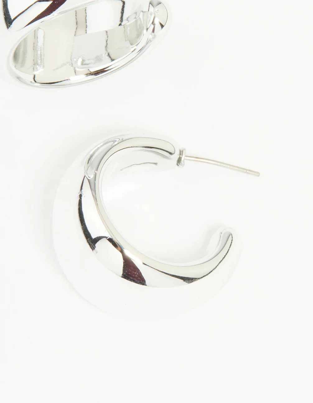 Silver Chunky Bubble Teardrop Hoop Earrings - Image 5