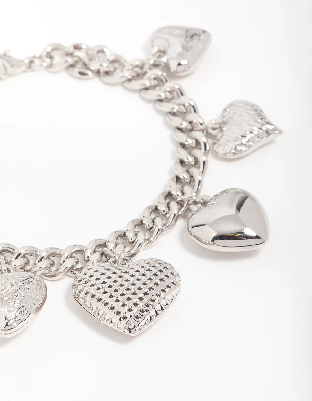 Silver Chunky Heart Charm Bracelet - Image 2