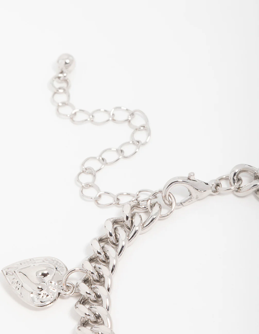 Silver Chunky Heart Charm Bracelet - Image 3