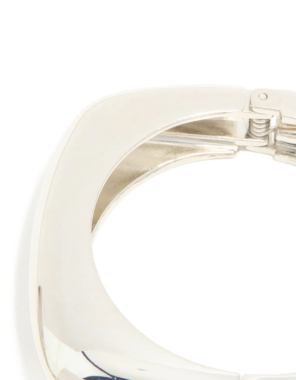 Silver Chunky Rectangle Hinged Bangle - Image 5