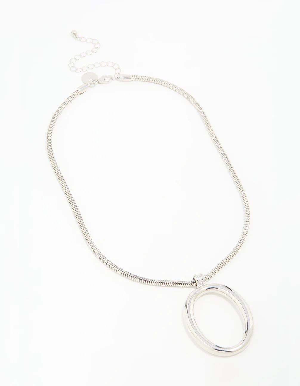 Silver Circle Large Pendant Necklace - Image 4