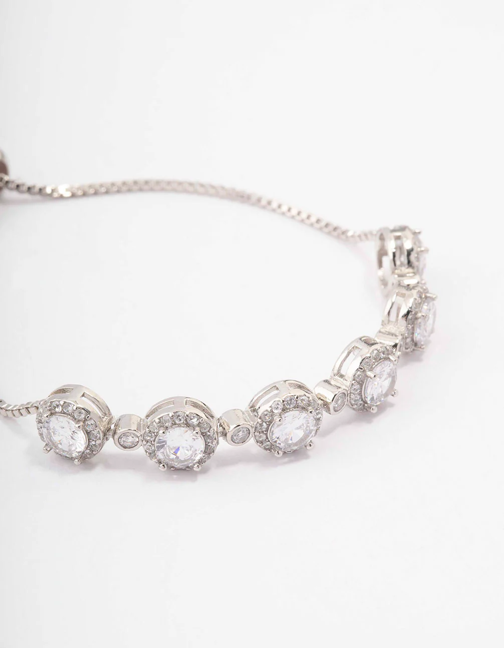 Silver Circular Cubic Zirconia Toggle Bracelet - Image 2
