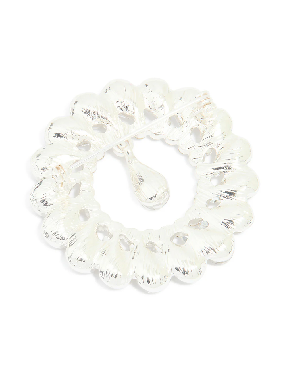 Silver Circular Diamante Drop Brooch - Image 3