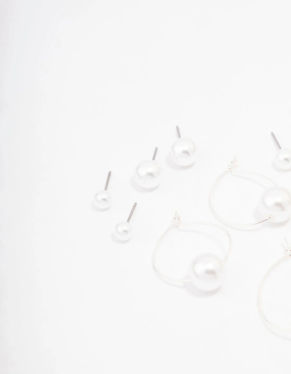 Silver Classic Pearl Hoop Earring 8-Pack - Image 2