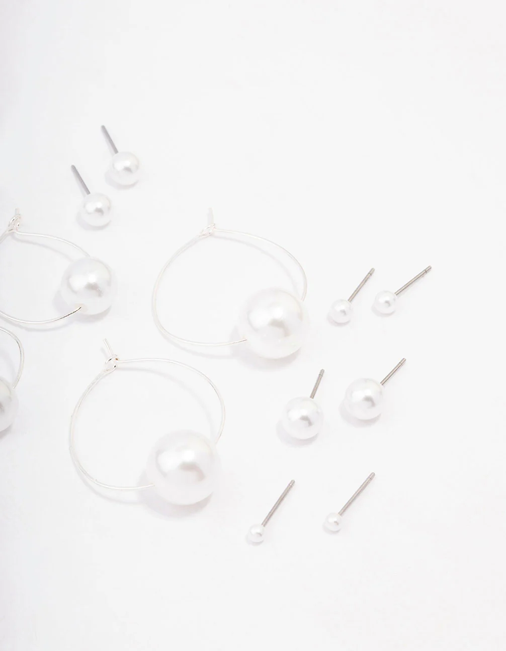 Silver Classic Pearl Hoop Earring 8-Pack - Image 3