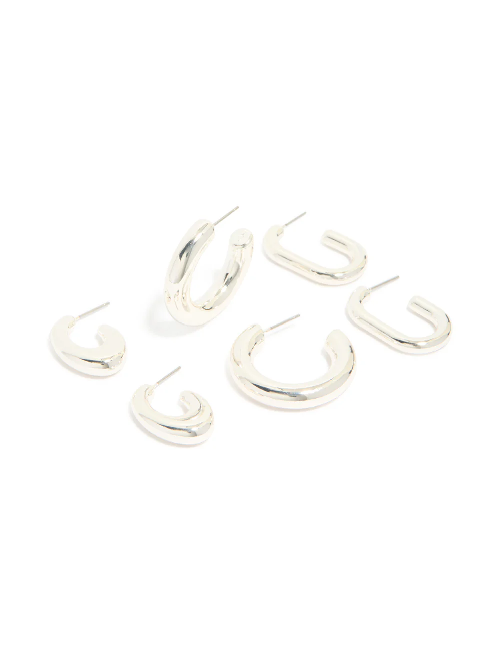 Silver Clean Hoop Earrings 3-Pack - Image 2