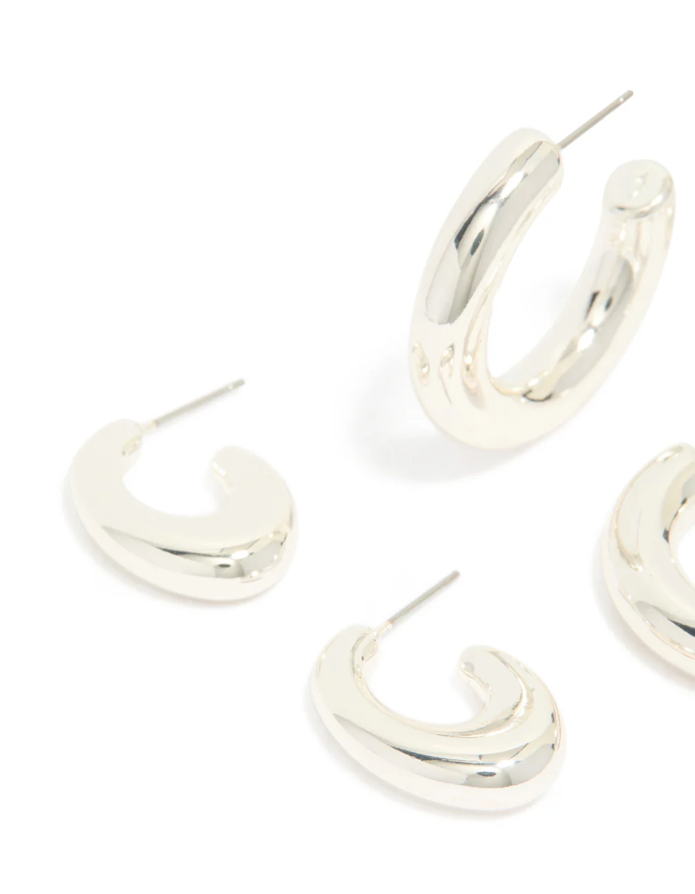 Silver Clean Hoop Earrings 3-Pack - Image 4