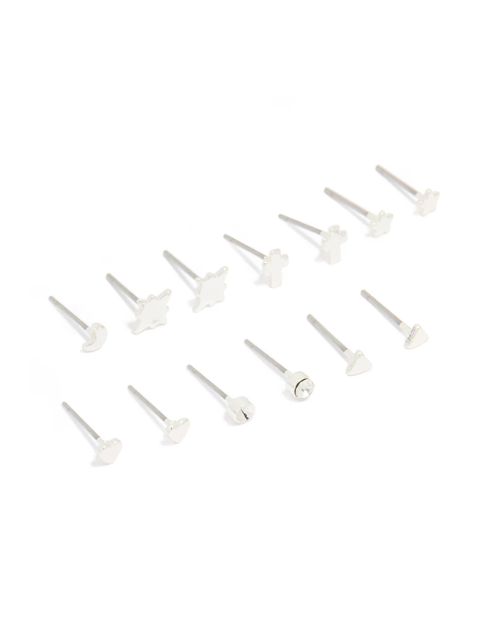 Silver Cross & Star Stud Earrings 8-Pack - Image 2