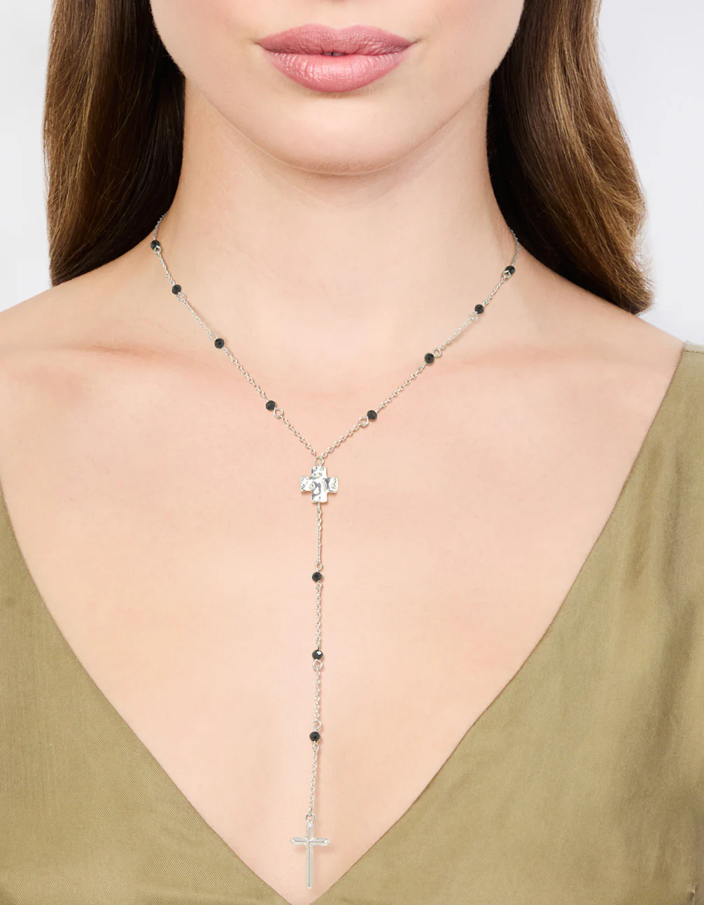 Silver Cross Station Y-Necklace - Image 2
