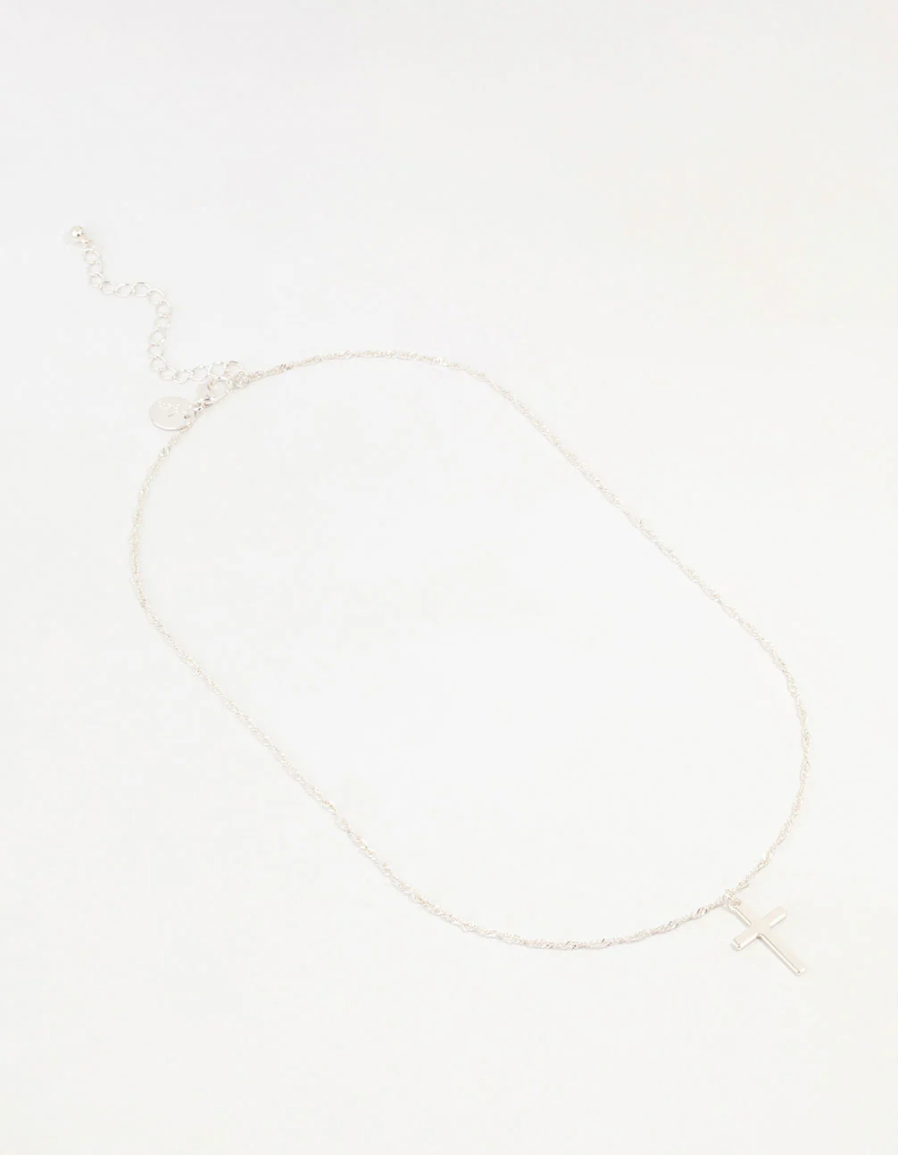 Silver Cross Twisted Chain Pendant Necklace - Image 2