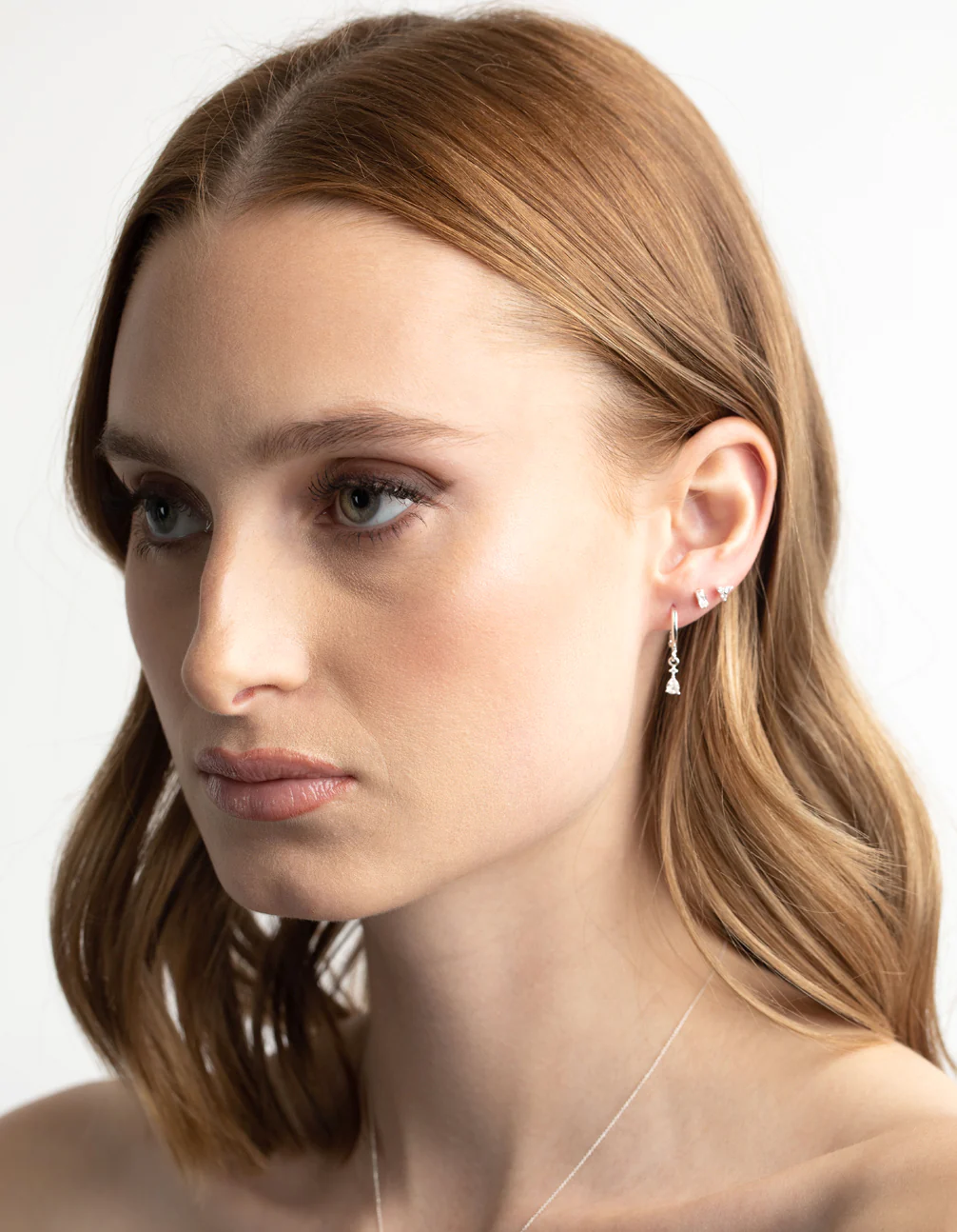 Silver Plated Crystal Pear Huggie Earrings 6-Pack - Image 2