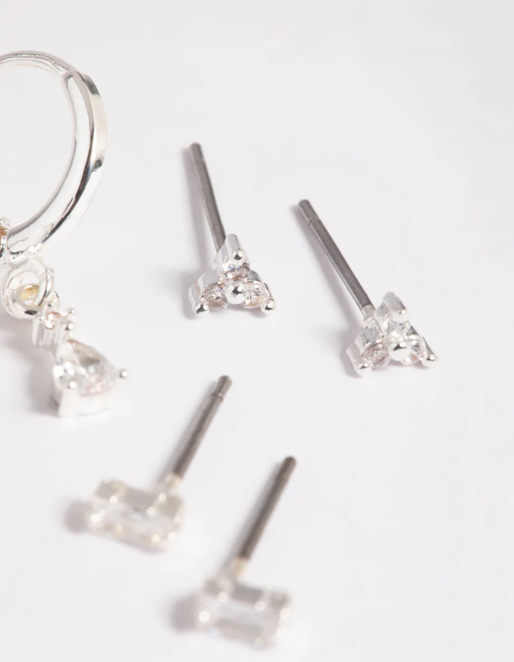 Silver Plated Crystal Pear Huggie Earrings 6-Pack - Image 7