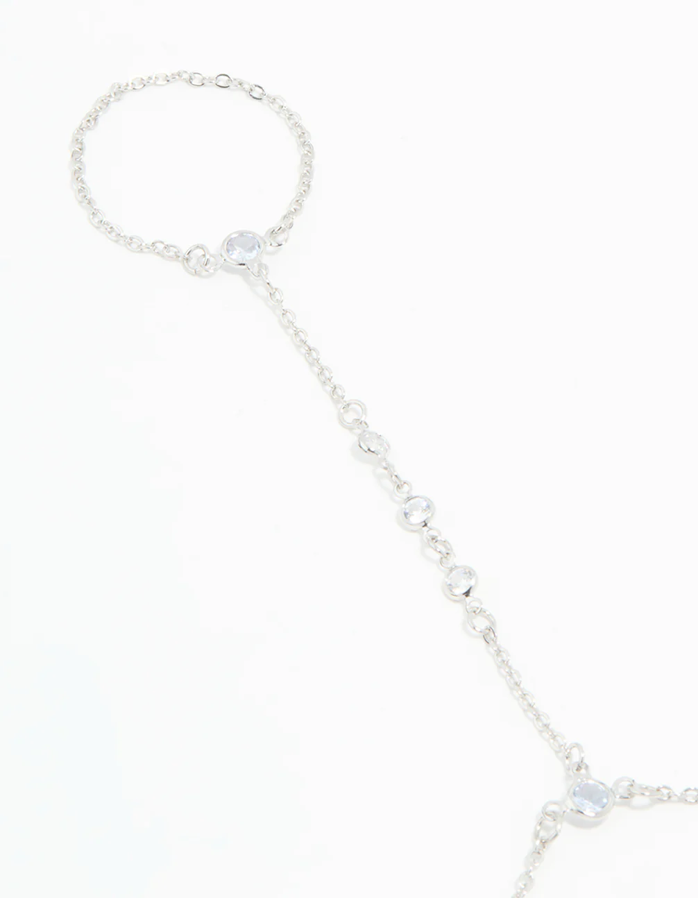 Silver Cubic Zirconia Bezel Hand Chain - Image 2