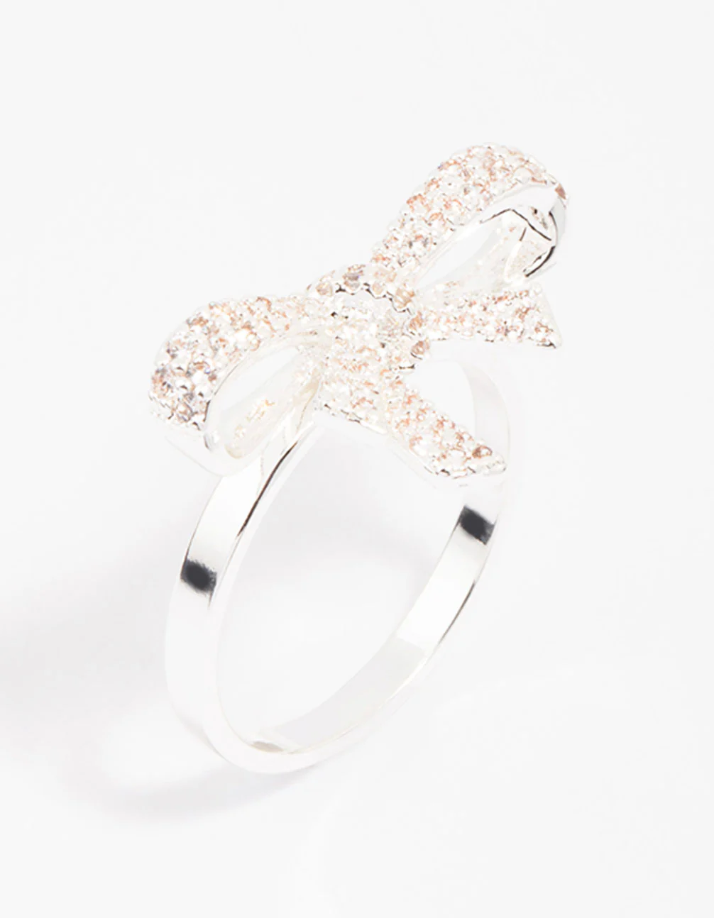 Silver Cubic Zirconia Bow Ring - Image 2
