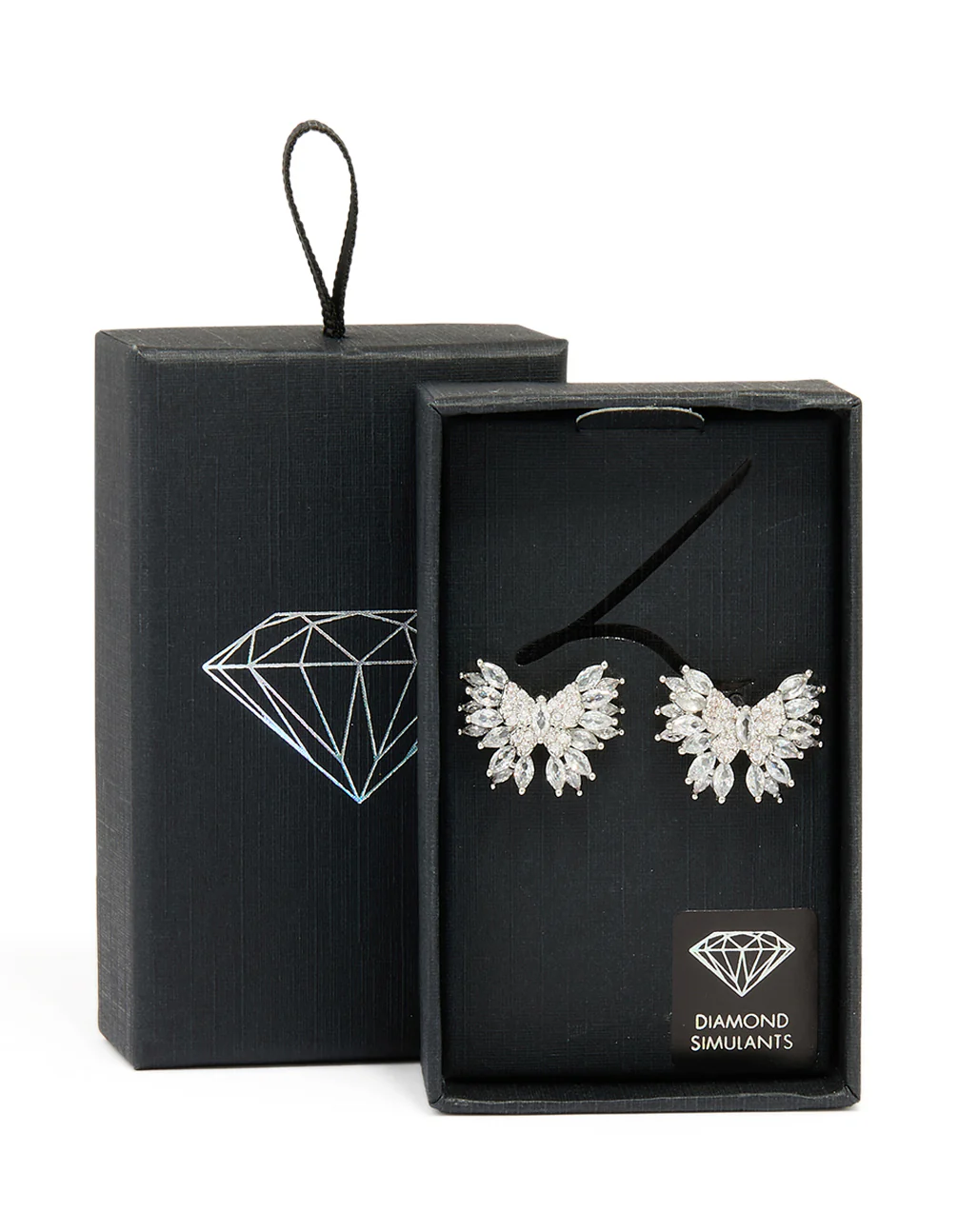 Silver Cubic Zirconia Bow Stud Earrings - Image 3