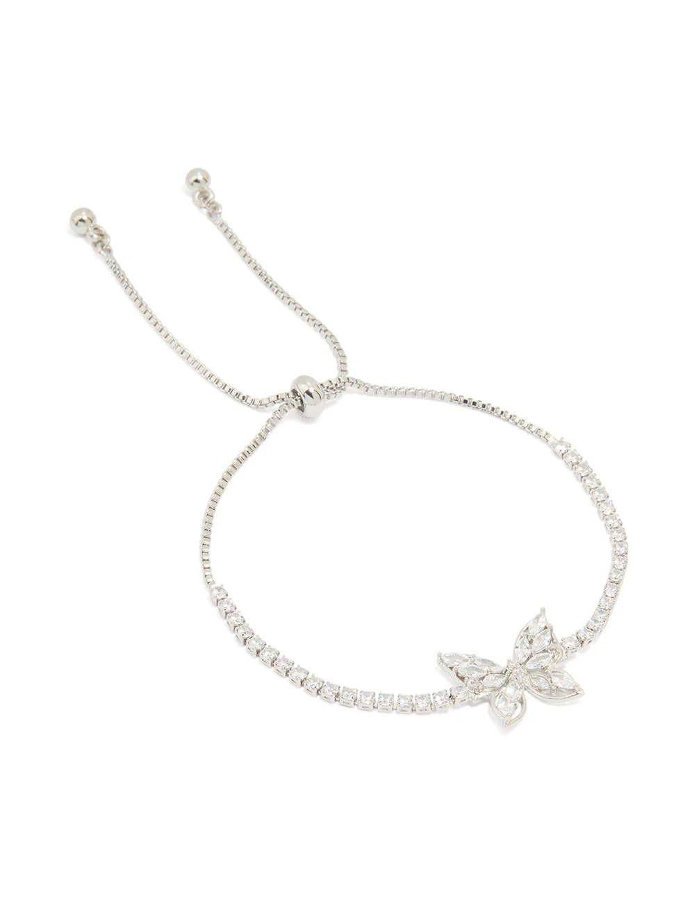 Silver Cubic Zirconia Butterfly Toggle Bracelet