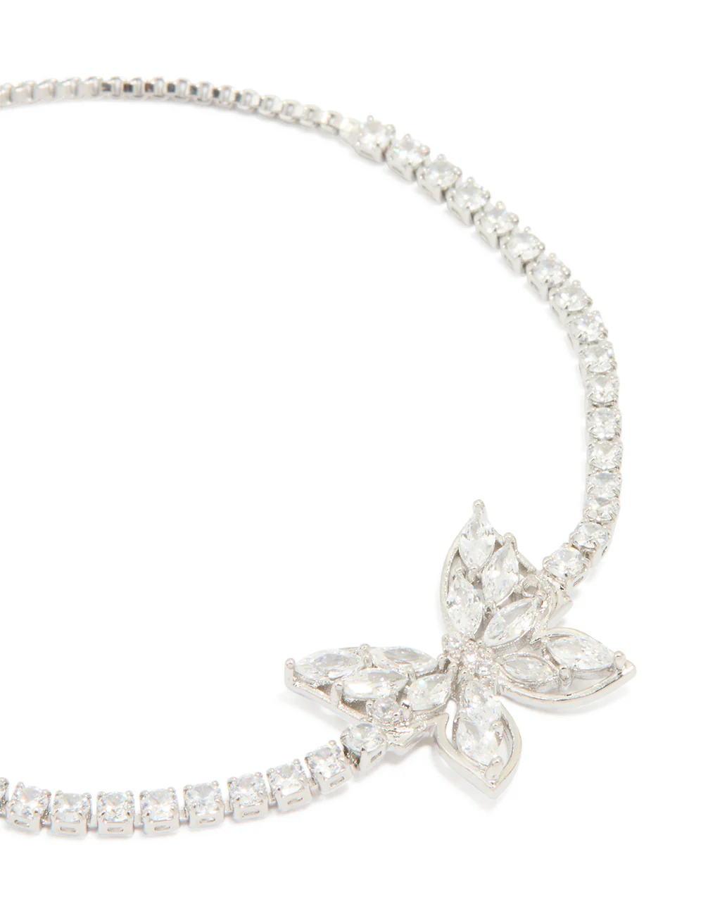 Silver Cubic Zirconia Butterfly Toggle Bracelet - Image 2