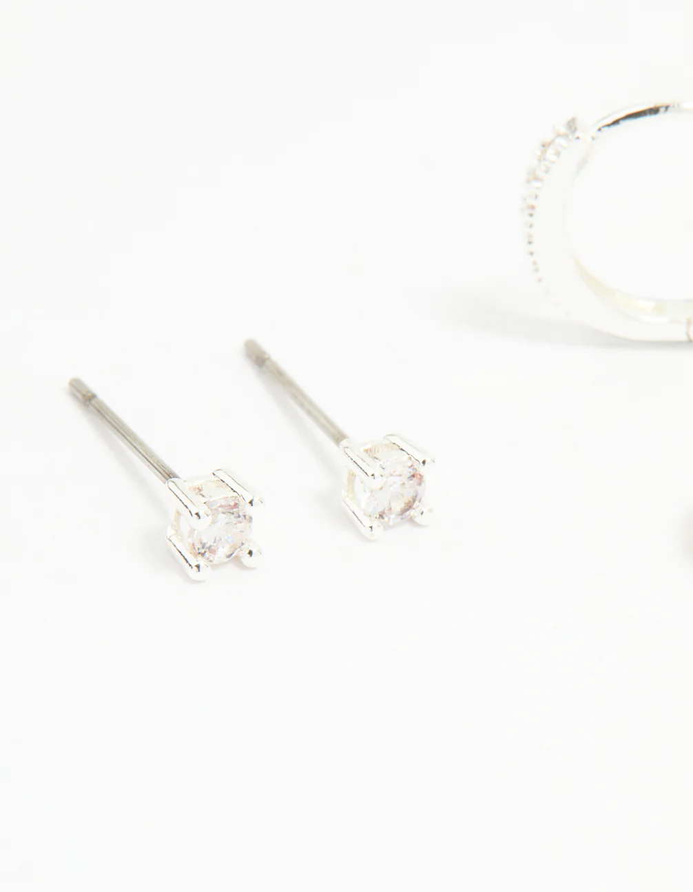 Silver Cubic Zirconia Celestial & Classic Huggie Earrings 3-Pack - Image 4