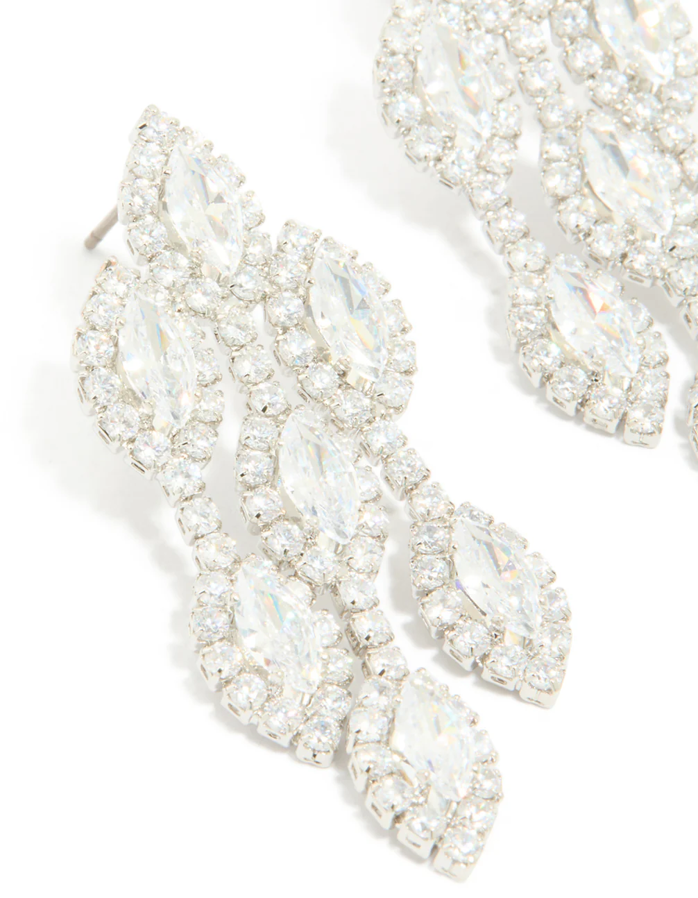 Silver Cubic Zirconia Chandelier Drop Earrings - Image 4