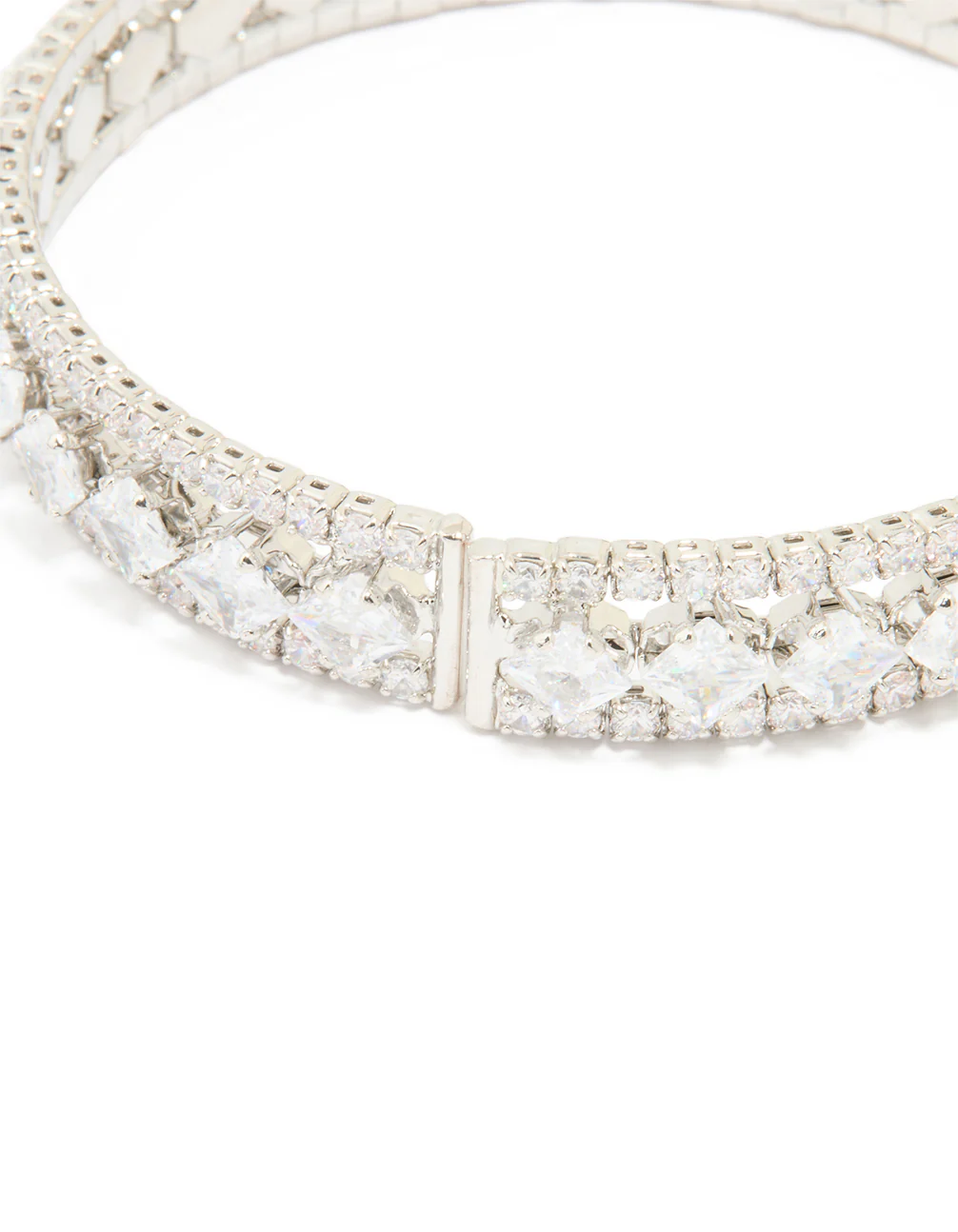 Silver Cubic Zirconia Circle Statement Wrist Cuff - Image 3