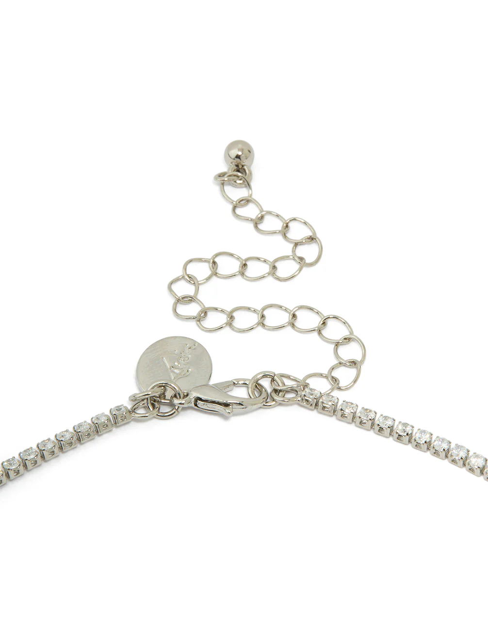 Silver Cubic Zirconia Circle & Tassel Necklace - Image 3