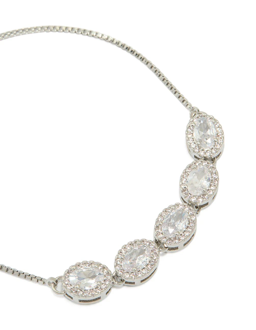 Silver Cubic Zirconia Circle Toggle Bracelet - Image 4