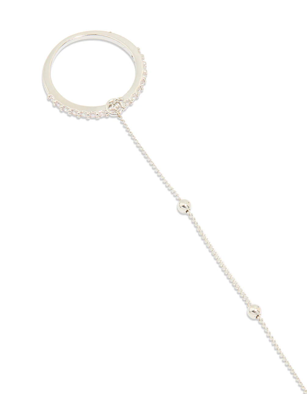 Silver Cubic Zirconia Dainty Layered Hand Chain - Image 2