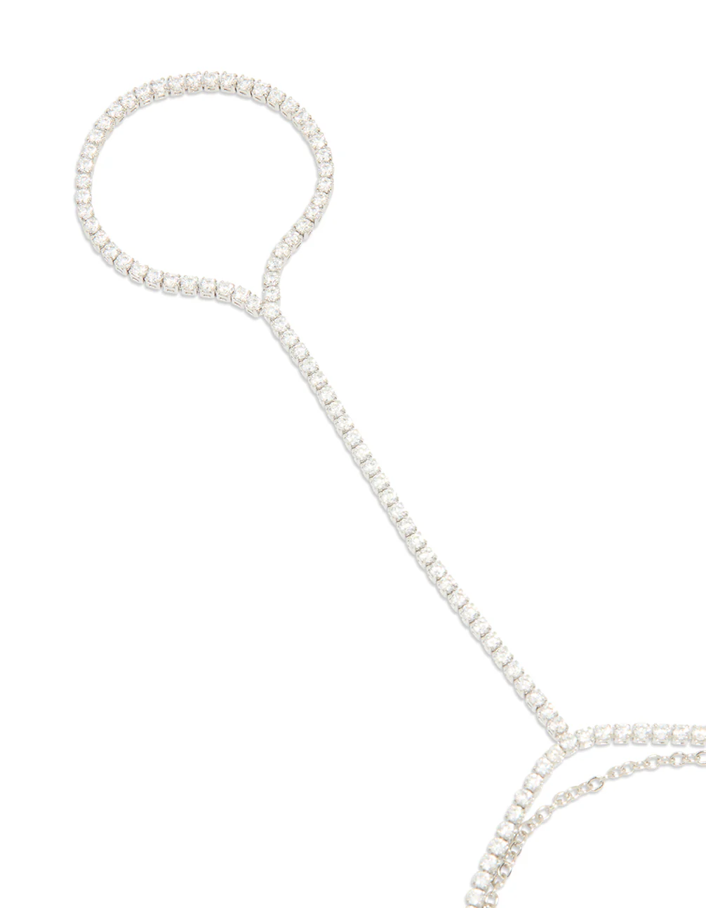 Silver Cubic Zirconia Dainty Tennis Hand Chain - Image 2