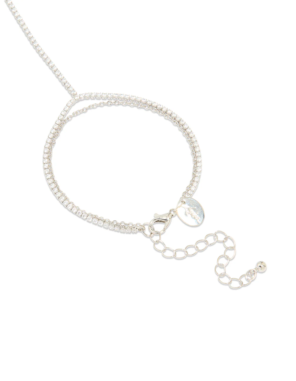 Silver Cubic Zirconia Dainty Tennis Hand Chain - Image 3