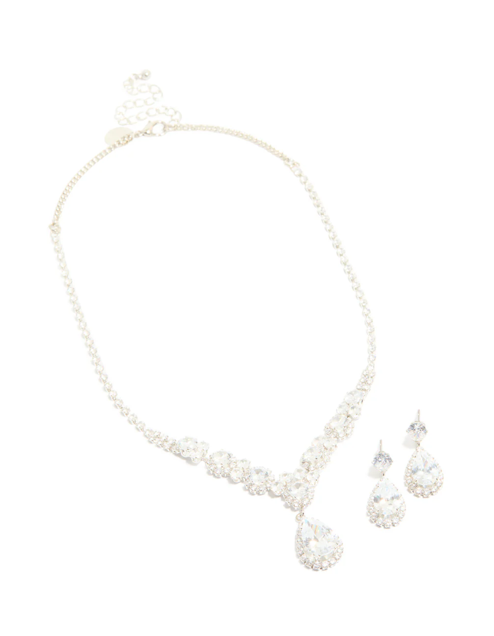 Silver Cubic Zirconia Dazzle Necklace & Earrings Set - Image 2