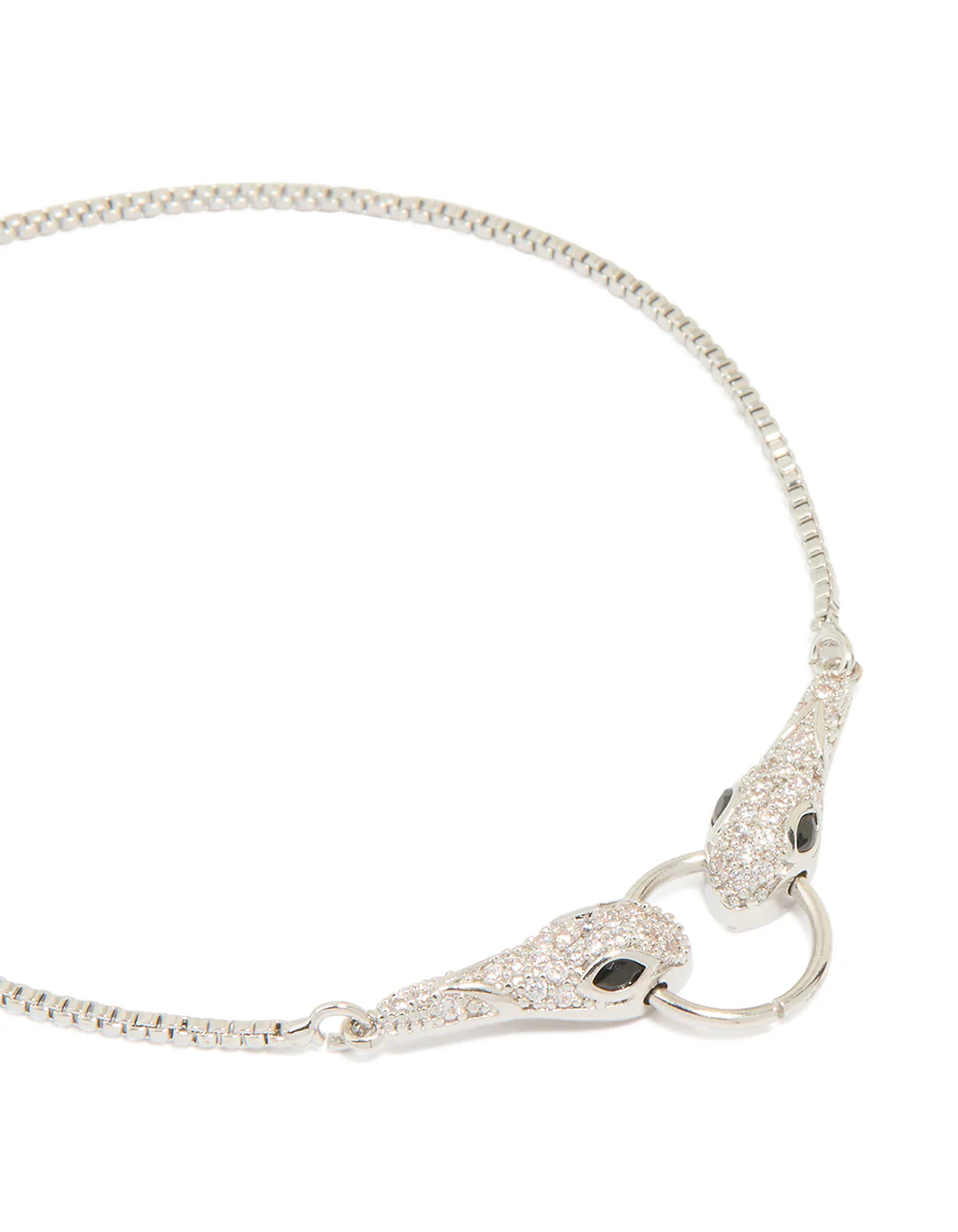 Silver Cubic Zirconia Double Snake Toggle Bracelet - Image 2