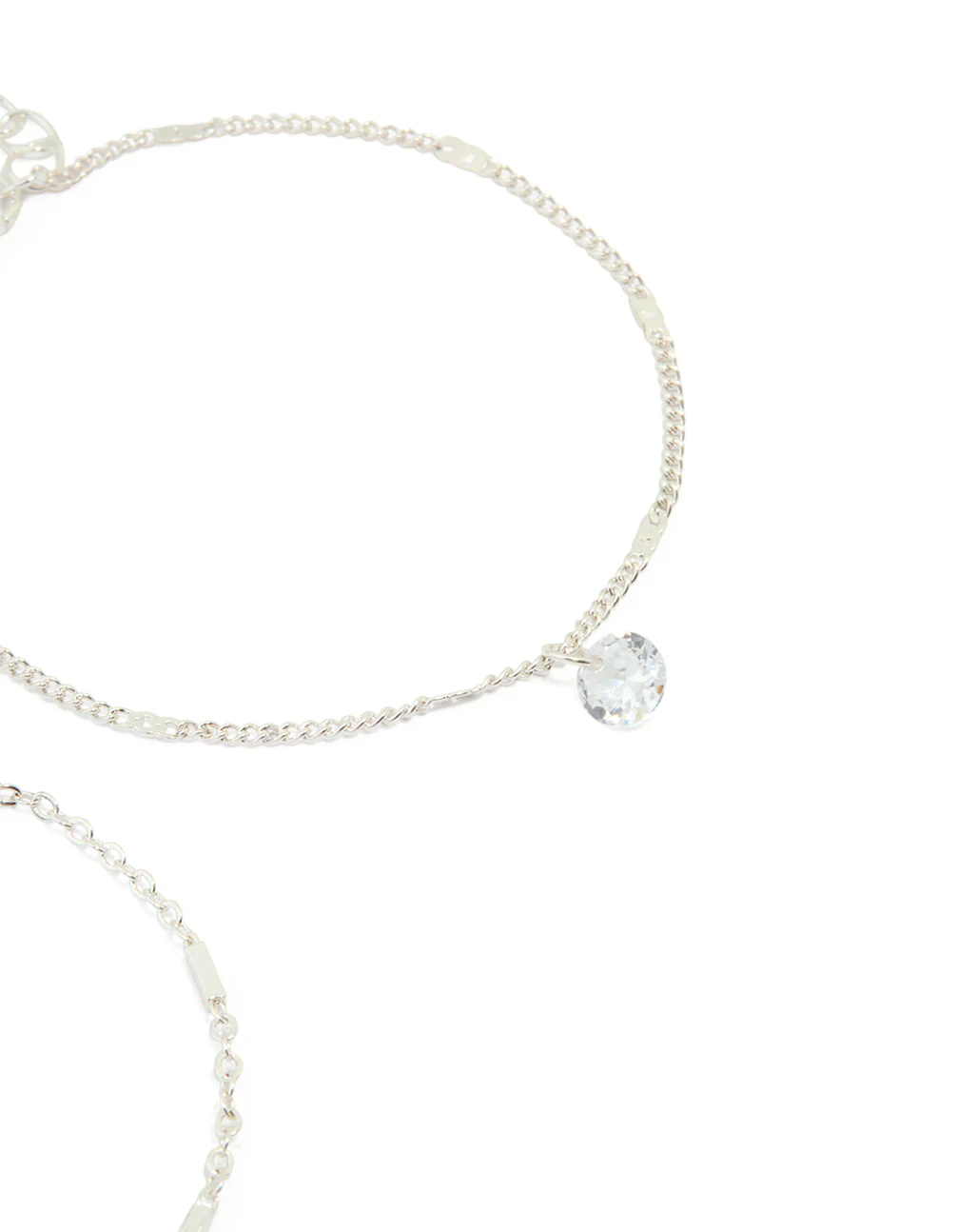 Silver Cubic Zirconia Drop & Chain Bracelets 2-Pack - Image 2