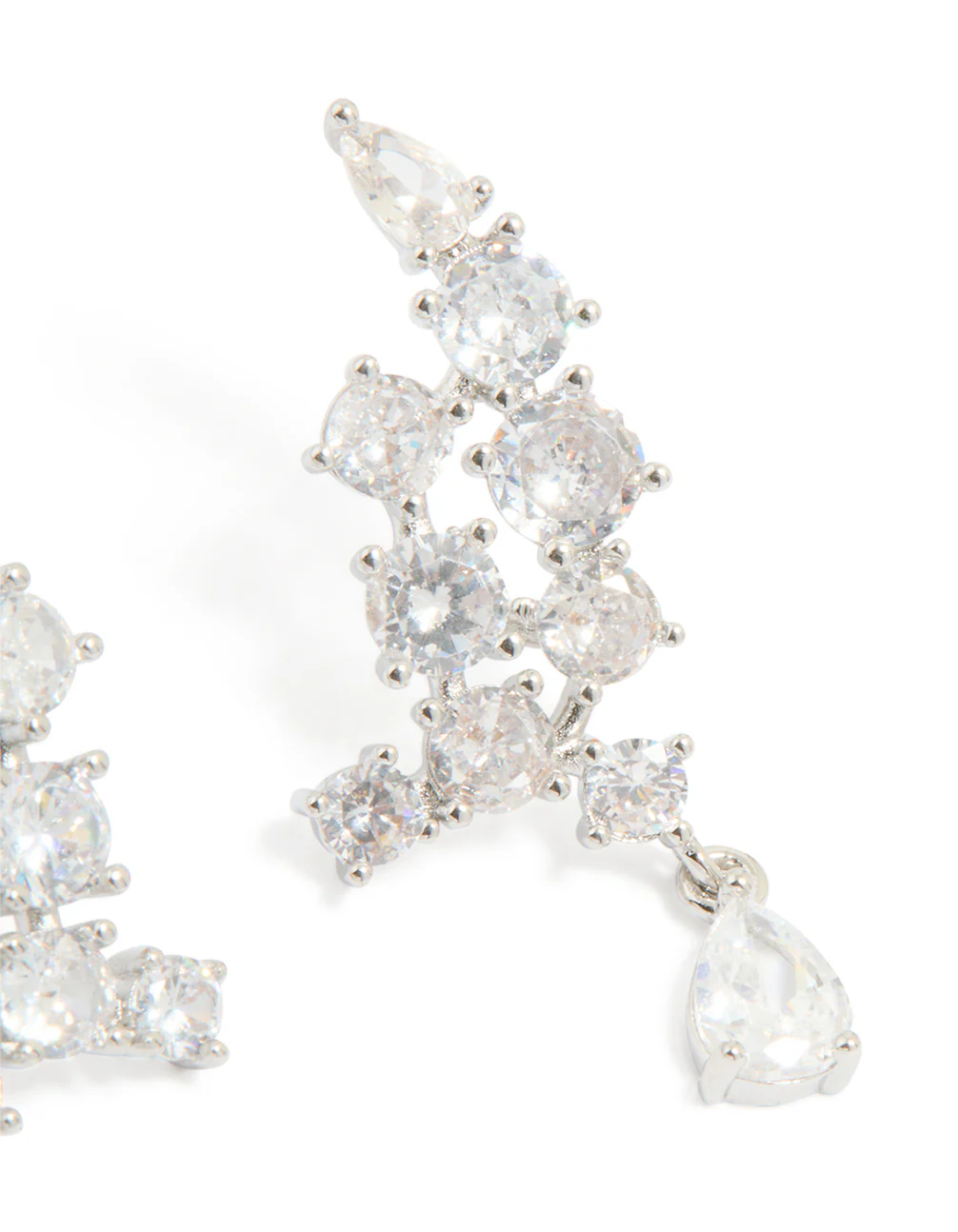 Silver Cubic Zirconia Drop Earrings - Image 3