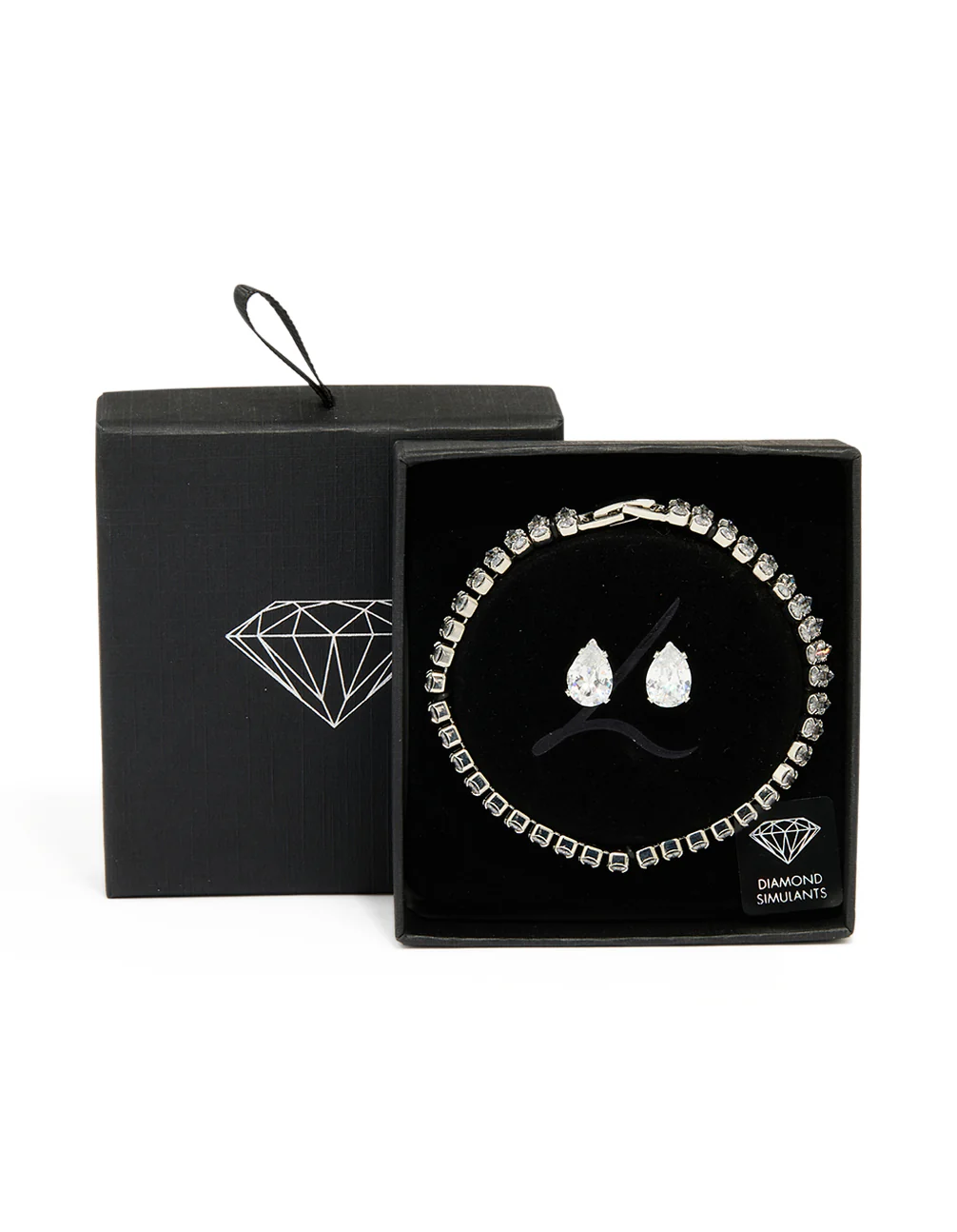 Silver Cubic Zirconia Earrings & Tennis Bracelet Set - Image 3