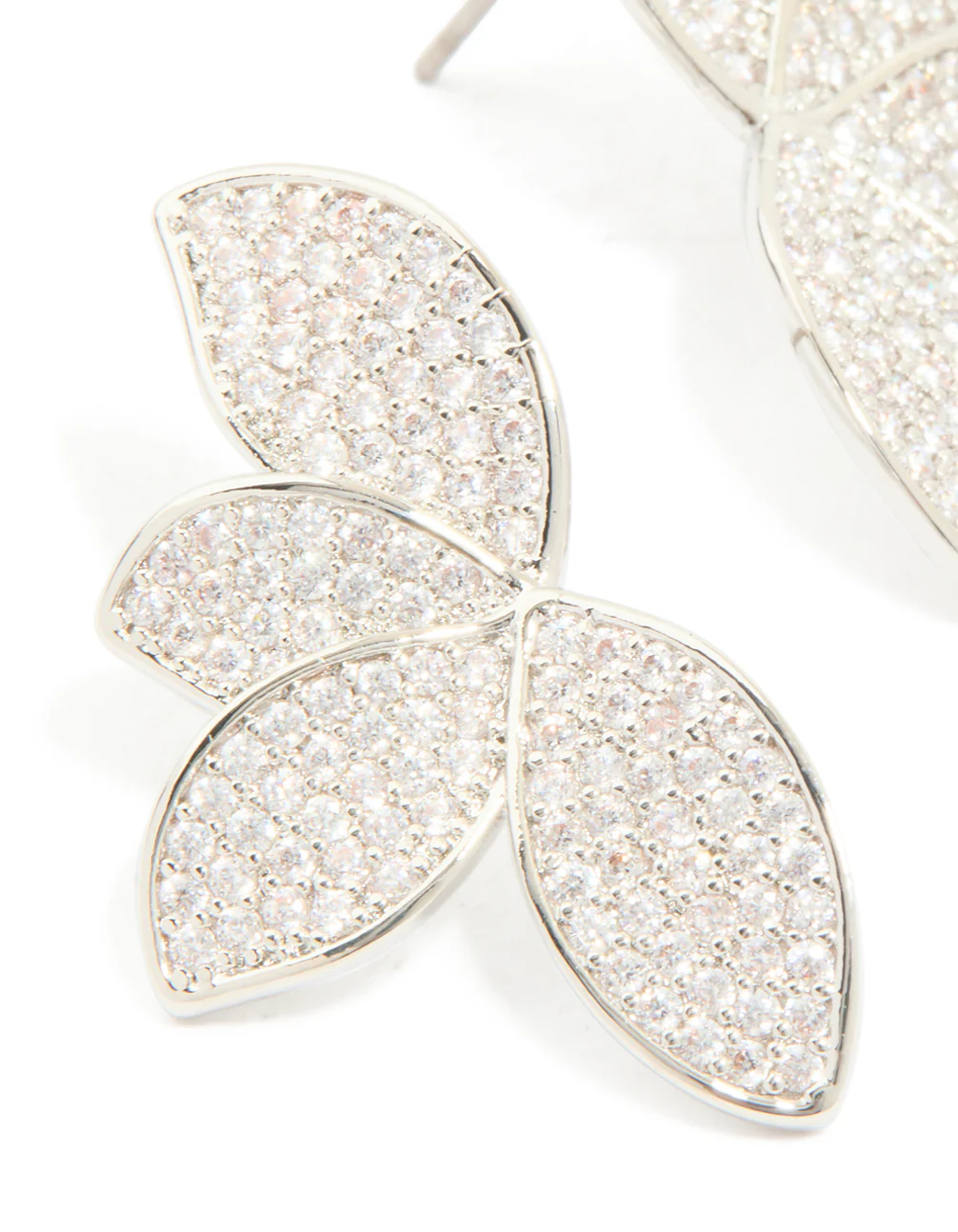 Silver Cubic Zirconia Fan Earrings - Image 4