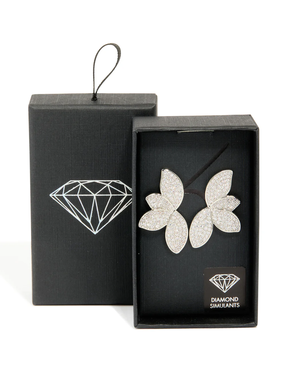Silver Cubic Zirconia Fan Earrings - Image 5