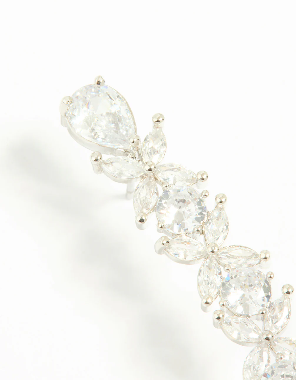 Silver Cubic Zirconia Floral Ear Cuff - Image 2