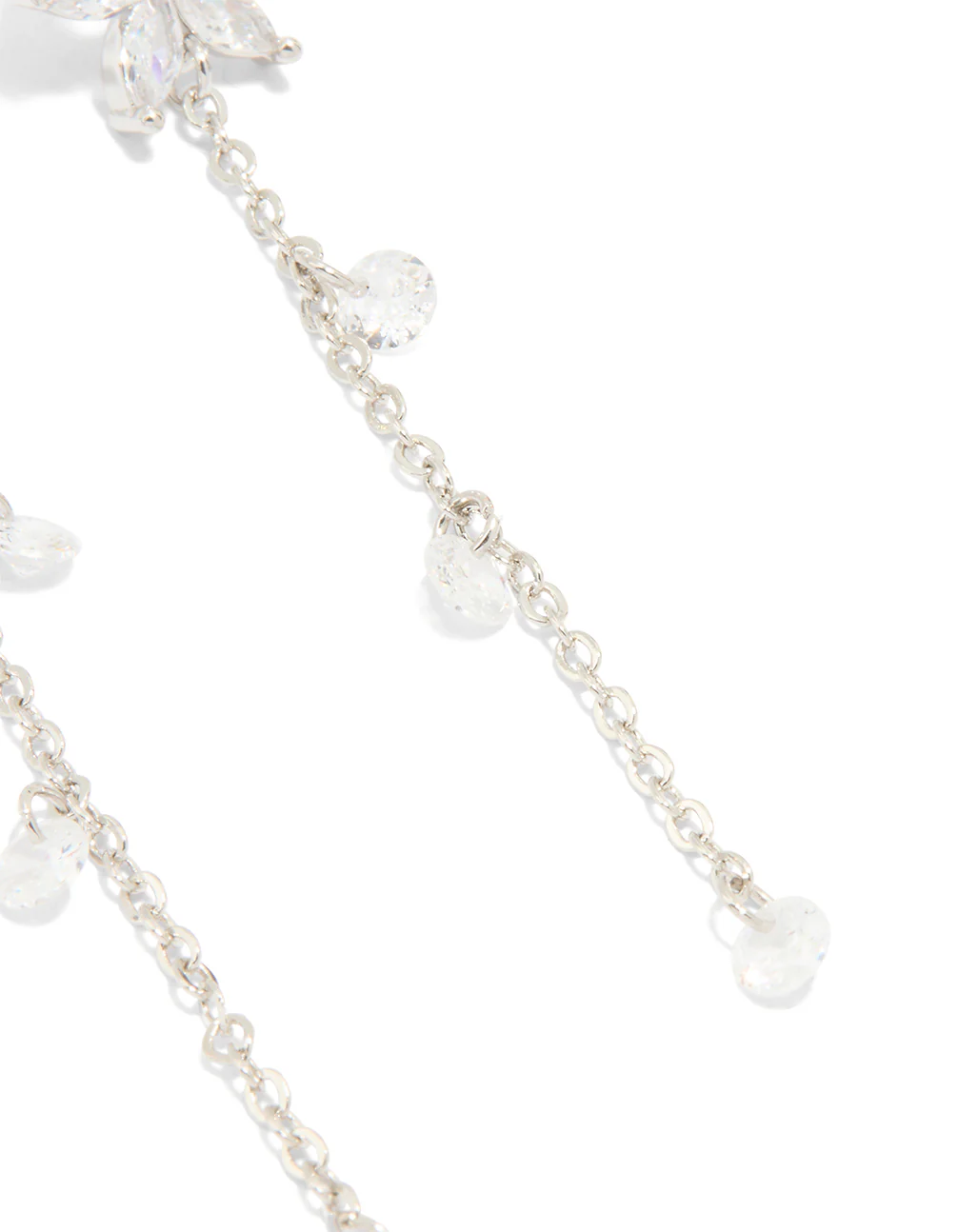 Silver Cubic Zirconia Flower Droplet Earrings - Image 3