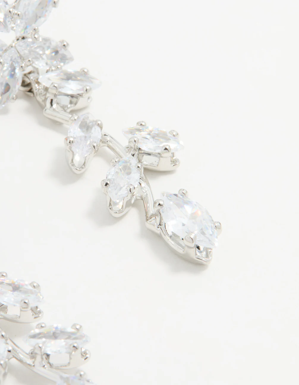 Silver Cubic Zirconia Flower Trail Drop Earrings - Image 5