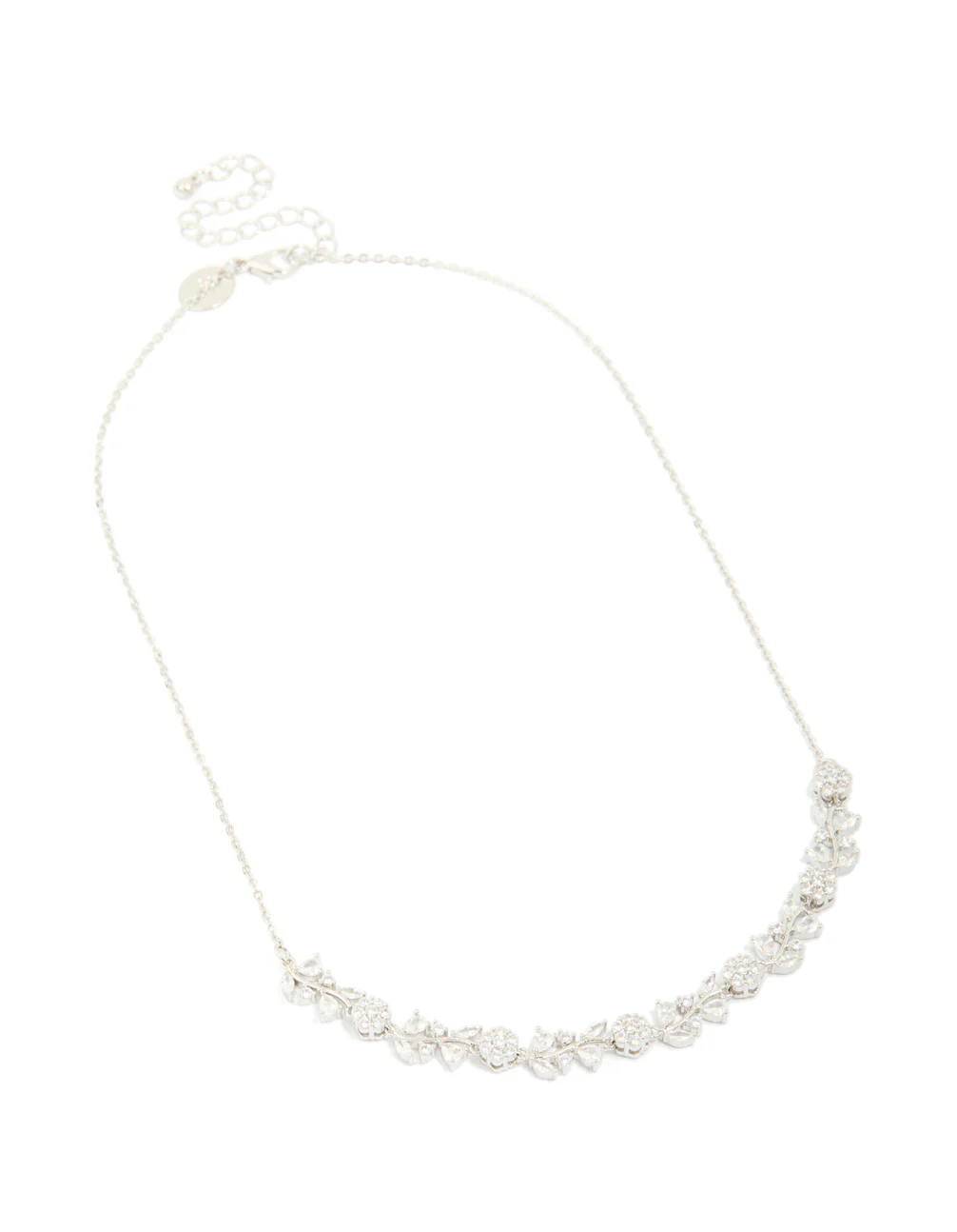 Silver Cubic Zirconia Flower & Vine Necklace - Image 4