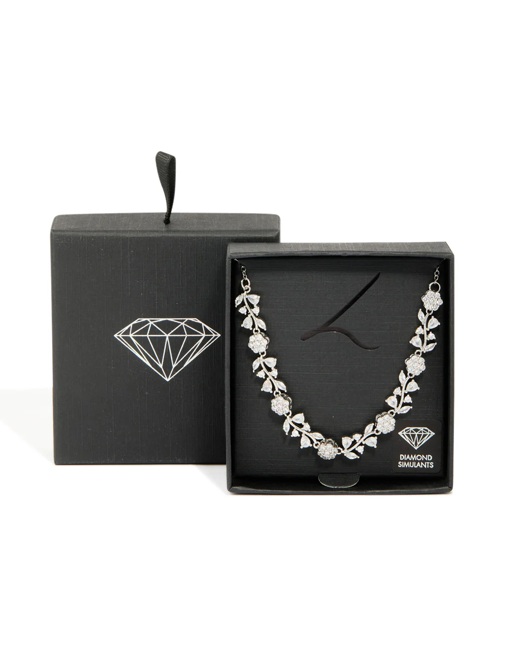 Silver Cubic Zirconia Flower & Vine Necklace - Image 5