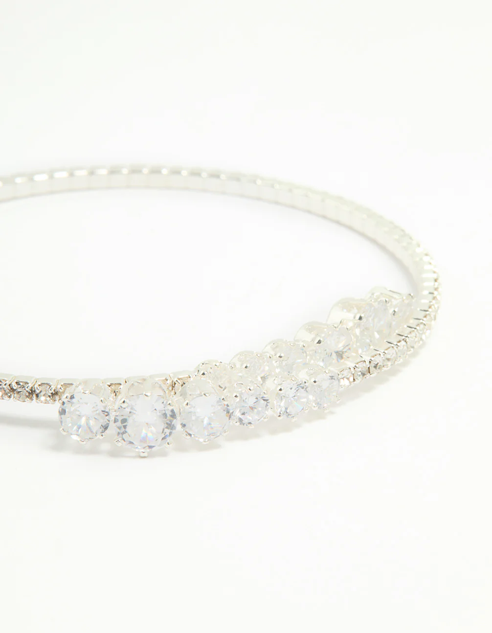 Silver Cubic Zirconia Front Detail Wrist Cuff - Image 2