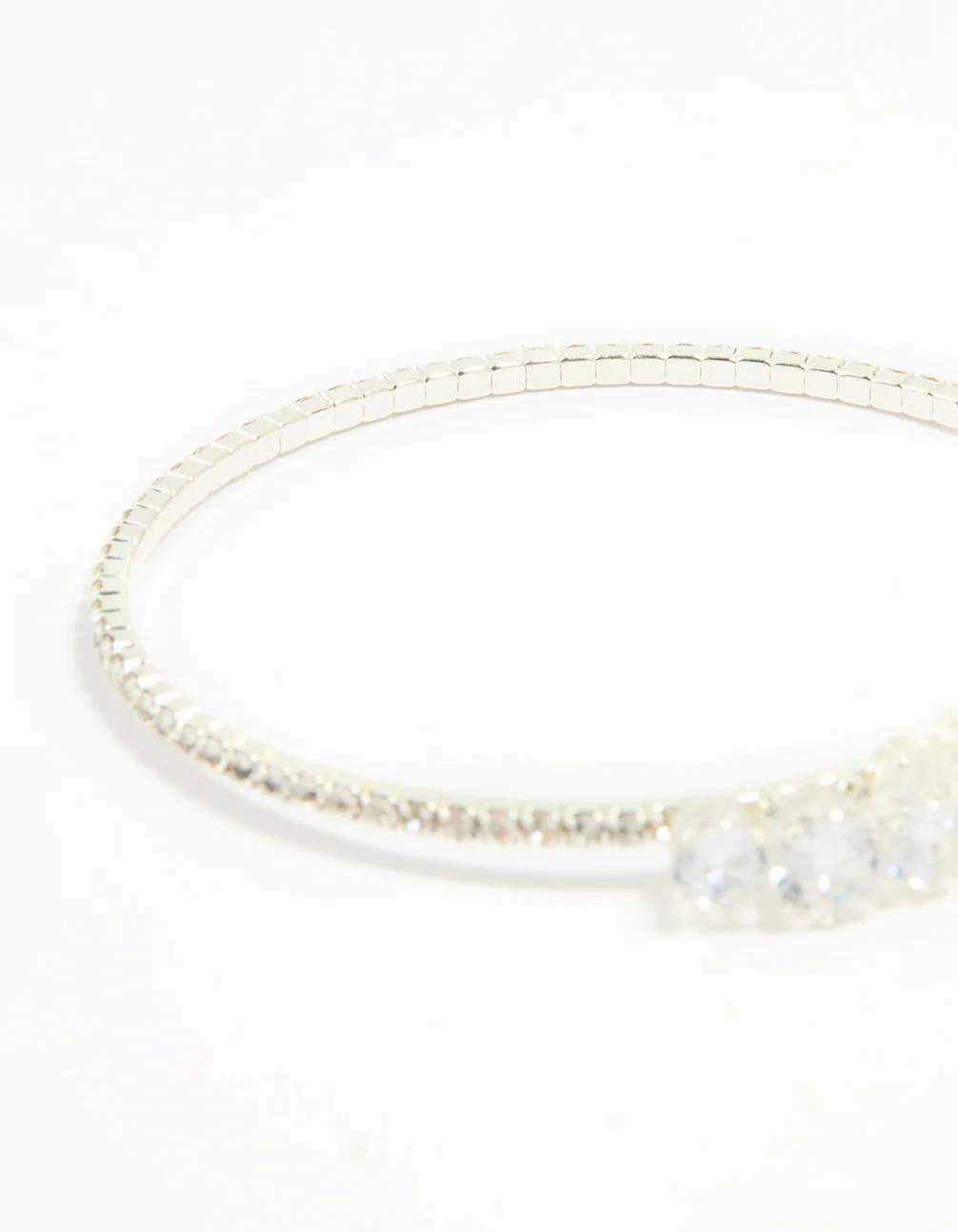 Silver Cubic Zirconia Front Detail Wrist Cuff - Image 3