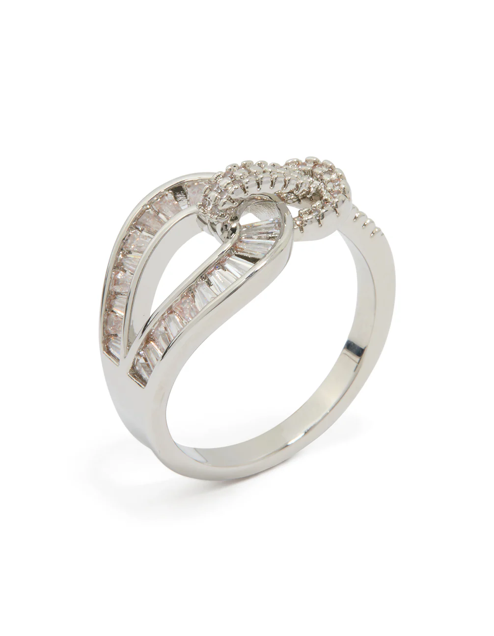 Silver Cubic Zirconia Knot Ring - Image 4