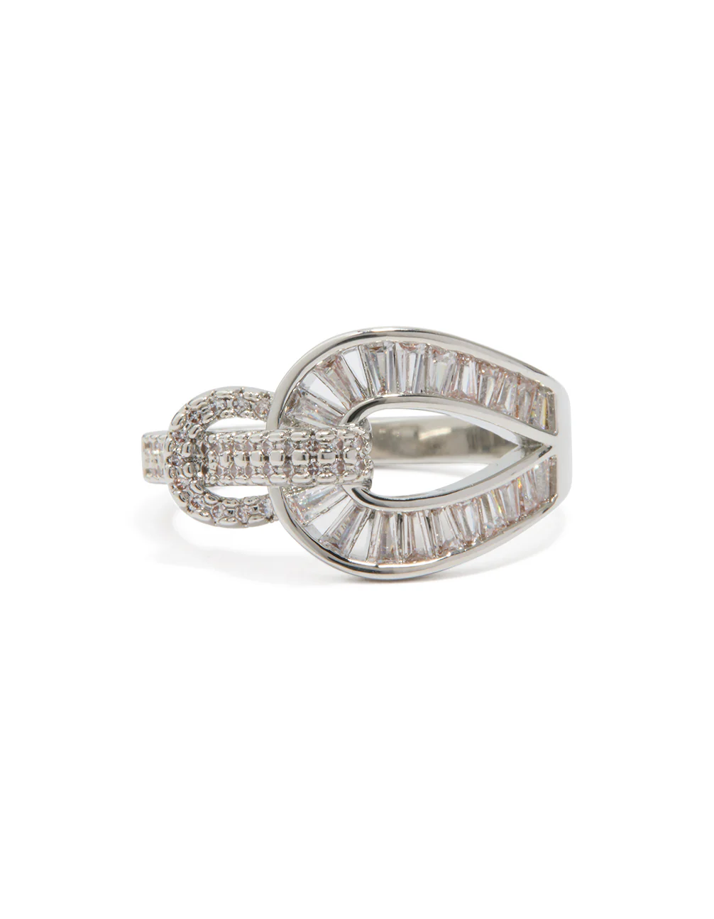 Silver Cubic Zirconia Knot Ring - Image 5