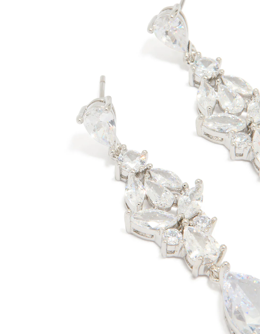 Silver Cubic Zirconia Large Butterfly Drop Earrings - Image 2
