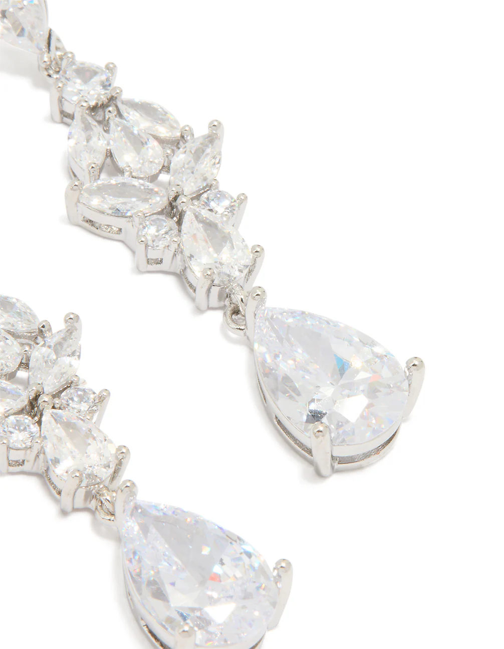 Silver Cubic Zirconia Large Butterfly Drop Earrings - Image 3