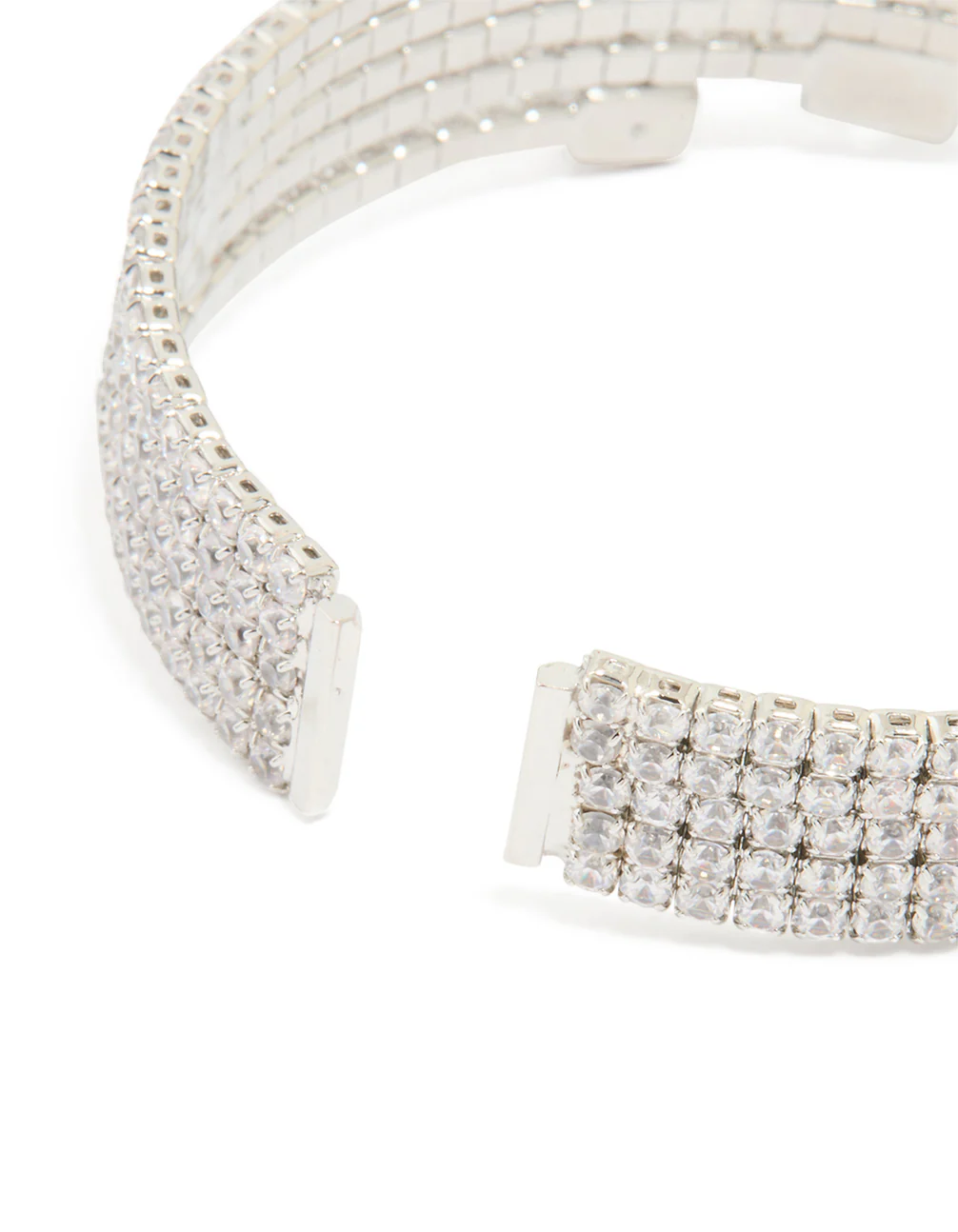 Silver Cubic Zirconia Large Square Wrist Cuff - Image 3
