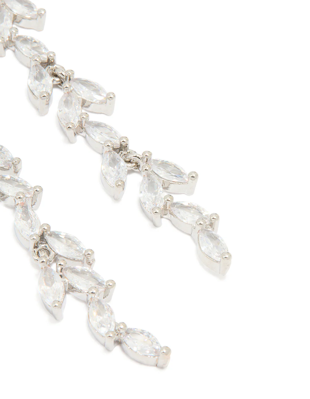 Silver Cubic Zirconia Large Vine Drop Earrings - Image 3